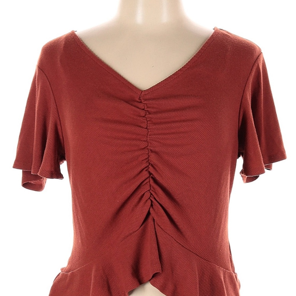 Lily White Ruched V-Neck Blouse